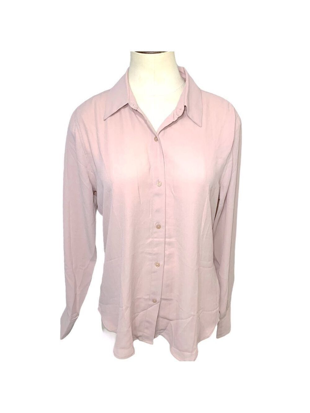 VIOLET + Claire Blush Pink Feminin Blouse Button Down Minimalist Flowy Top M